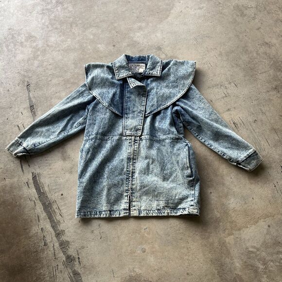 Vintage Dresses & Skirts - The Wear Of The West Vintage Acid Wash Denim Mini Dress Jacket Women’s Size M